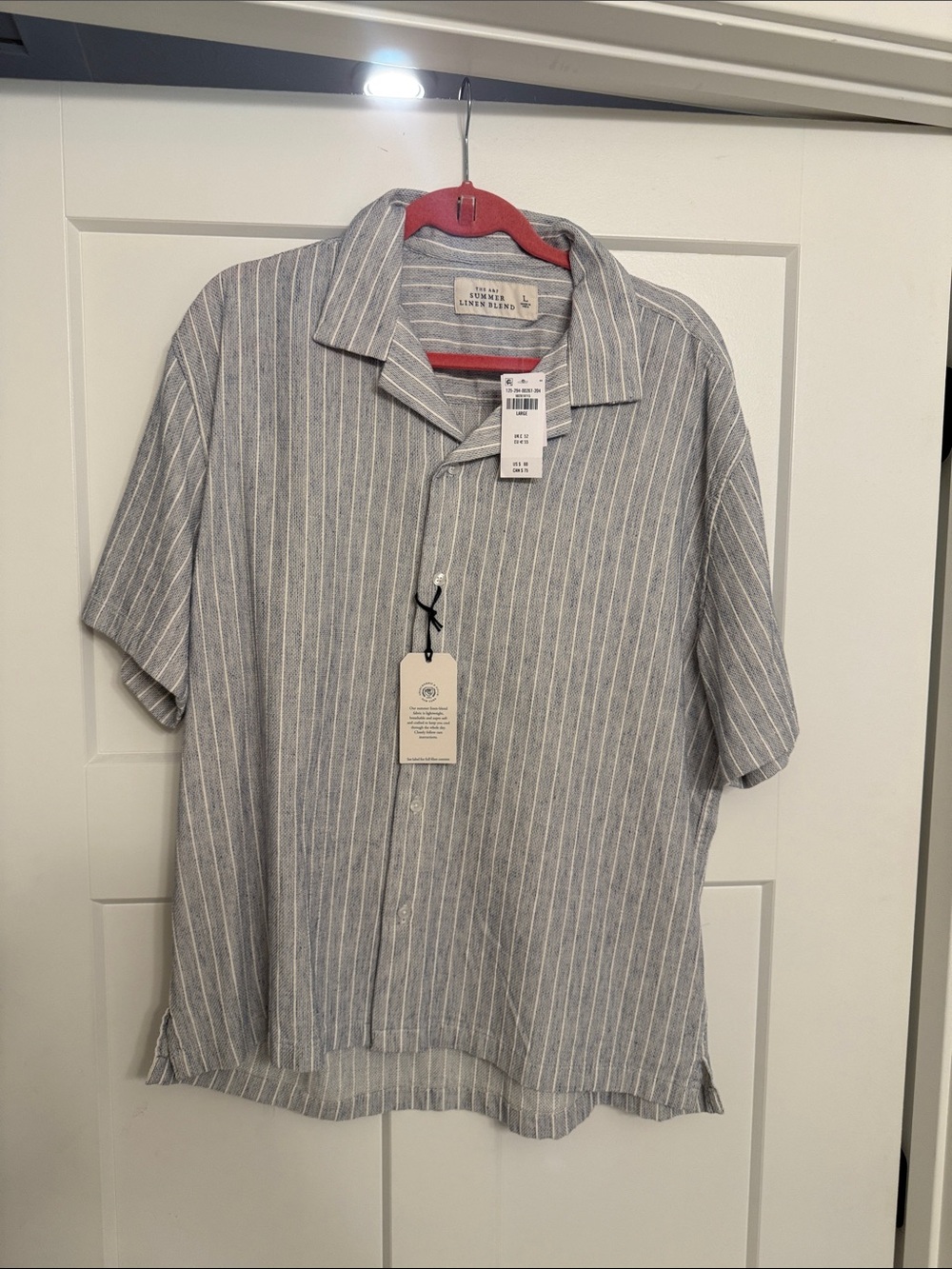 Abercrombie & Fitch Blue and White Striped Short Sleeve Button-Down Shirt